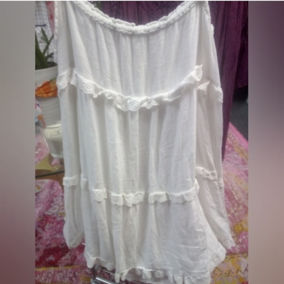 RAILS " Carlyn " White Mini Dress Tie Straps Ruffle Tiered Dress LARGE - Picture 11 of 16